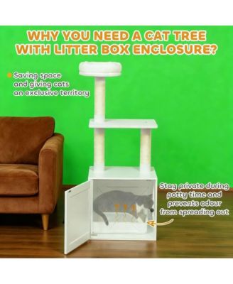 Cat Tree with Litter Box Enclosure