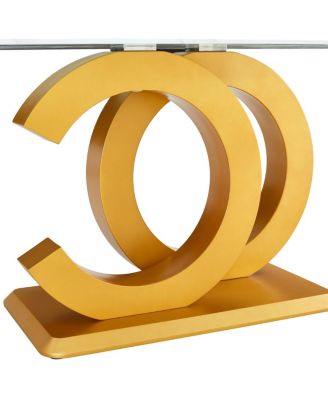 Tempered Glass Marble Top Dining Table with Gold OC Legs