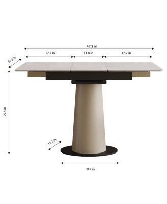 Retractable Rock Slab Folding Dining Table, Modern Expandable Table with Leather Base