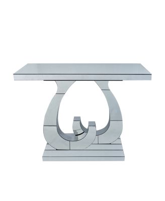 Modern mirror side table with double C-shaped base