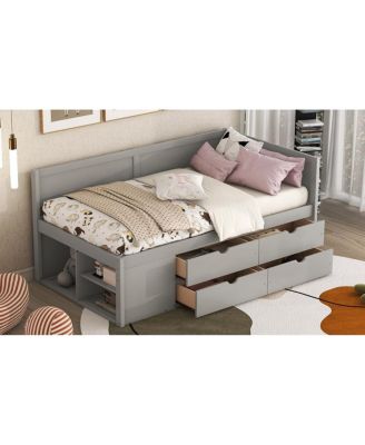 Twin Size Daybed with Drawers and Shelves