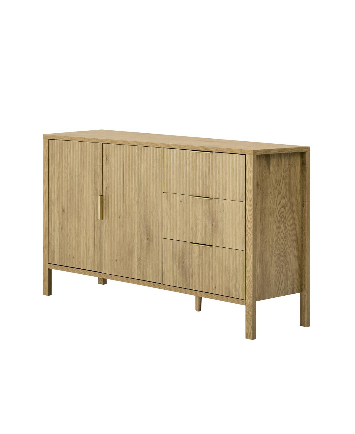 Streamdale Furniture Modern Wave-Pattern Sideboard with 3 Drawers & Hooks