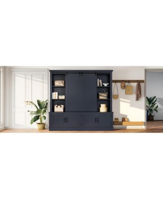 Multifunctional entryway cabinet with sliding rails and tree design