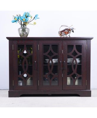 48.66" x 15.55" x 34.06" Sideboard with 3 Glass Doors & Adjustable Shelf