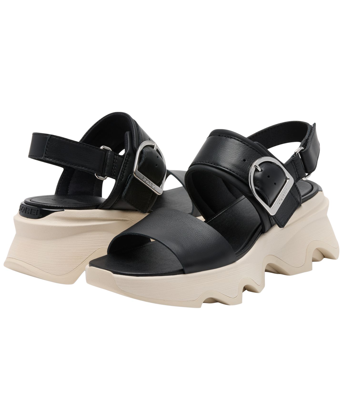 Женские сандалии Sorel Kinetic Impact Wedge Heel, цвет: Чёрный / Меловой — фото 9