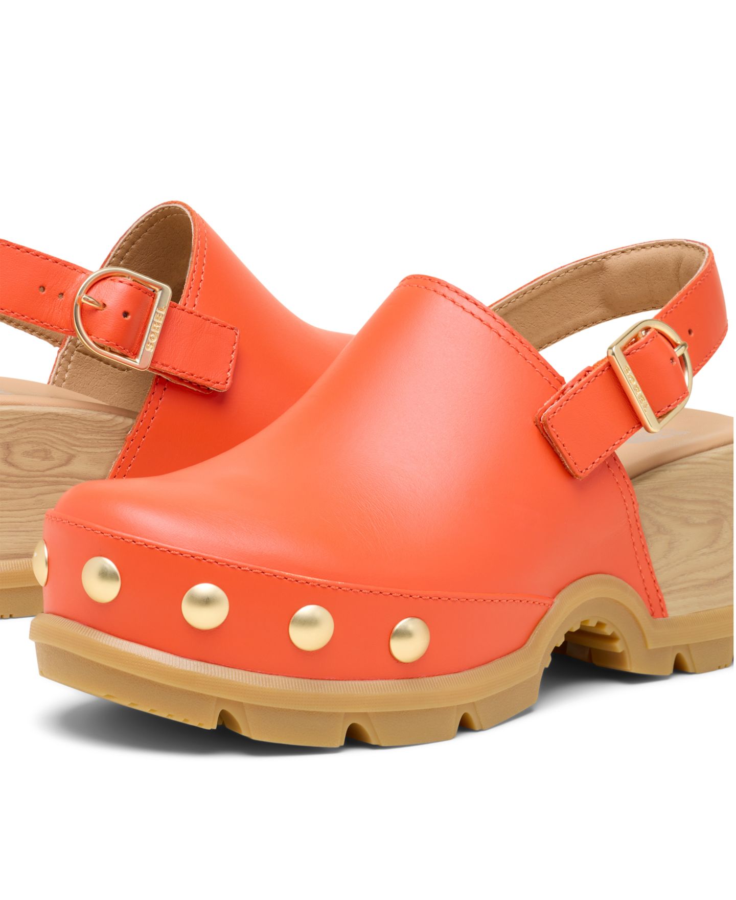 Женские сабо Sorel Roam'N RVT Studded, цвет: Малиновый / Карамельный — фото 10