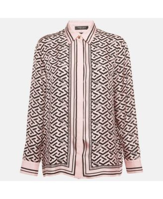 Women's Pink Print Silk Full Sleeve Shirt