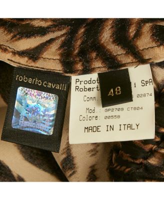 Women's Brown Tiger Printed Silk Tie Up Detail Top