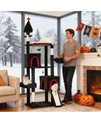 78" Cat Tree Cat Tower with Coffin Bed