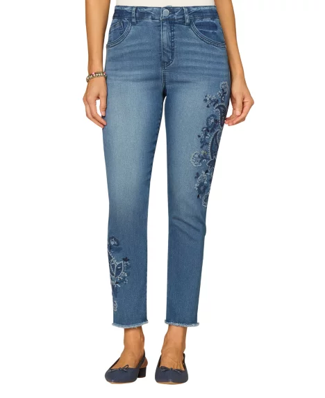 Petite High-Rise Seamless Ankle Skimmer Jeans - Mid Blue Artisinal