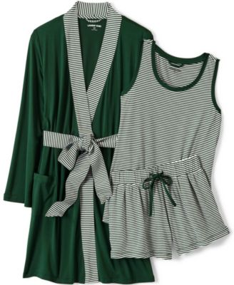 Women's Cooling 3 Piece Pajama Set - Robe Tank and Shorts
