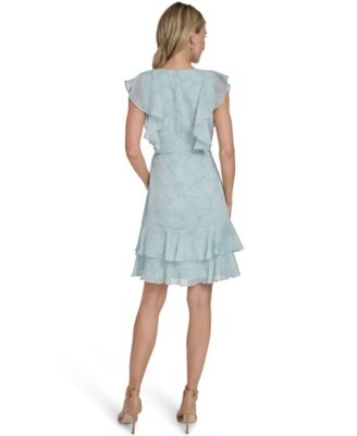 Women's Flutter-Sleeve Belted Mini Dress