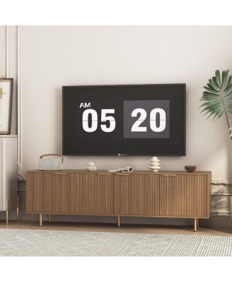  Wood Modern TV Stand Entertainment Center with Storage Doors, Media Cabinet