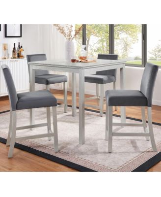 Counter Height Chairs Set for 4, Padded Seat Barstool for Dining Room, Silver Gray