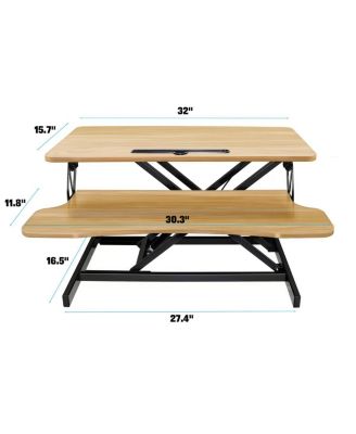 32" Height Adjustable Sit-Stand Desk Converter for Dual Monitors & Laptop