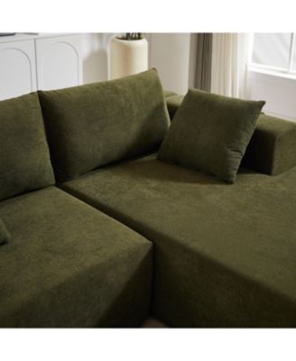 Right Chaise 108 Inch Modular L shaped Chenille Sectional Sofa Set with 6 Pillows