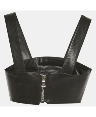 Women's Black Leather Crop Top