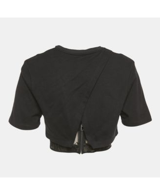 Women's Black Cotton Layered Corset T-Shirt