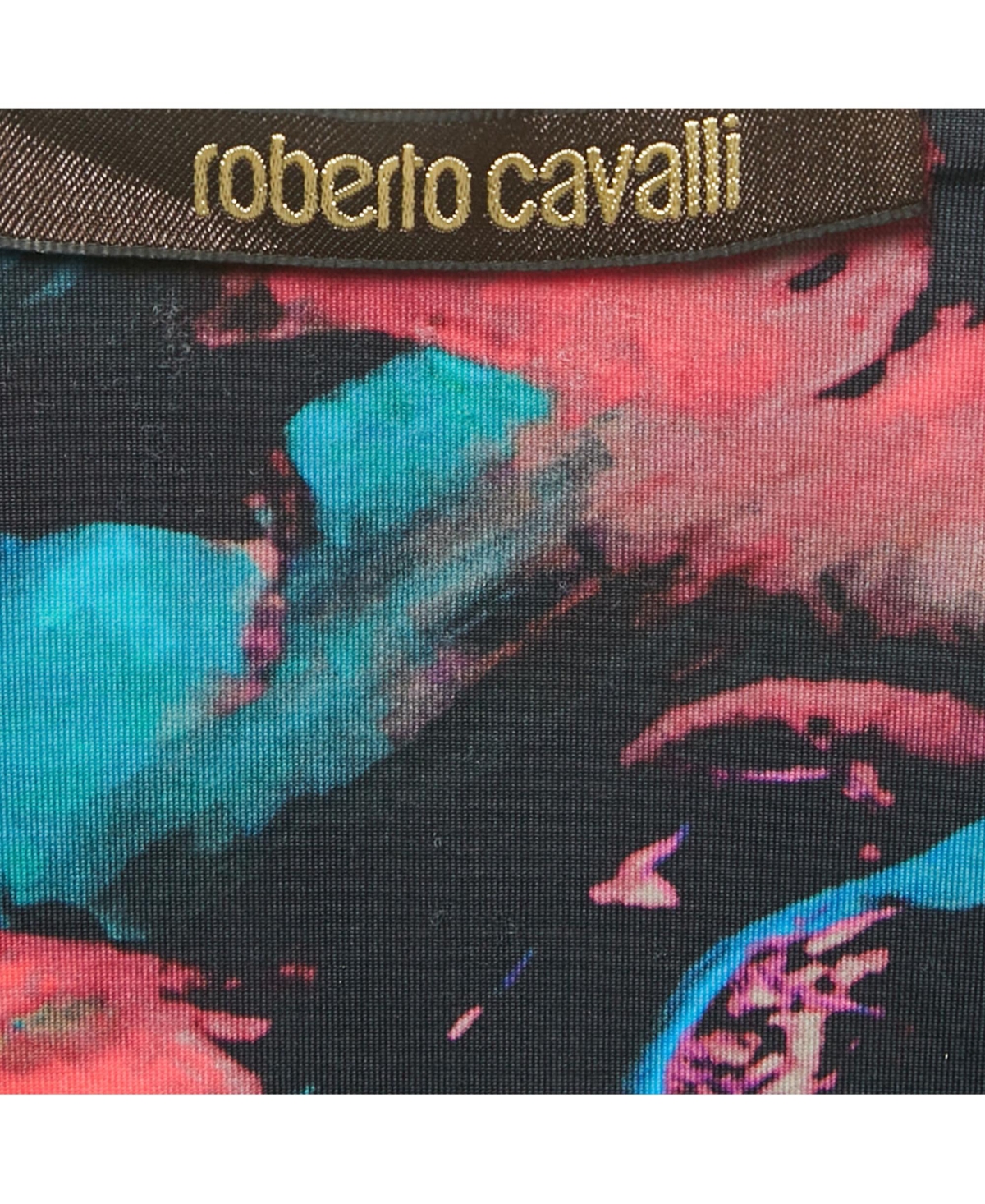 Pre-Owned Roberto Cavalli Women's Blue Printed Jersey Midi Dress