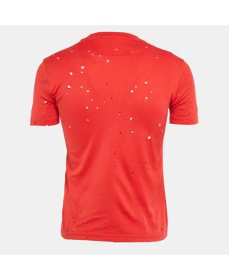 Men's Red Distressed Cotton Half Sleeve T-Shirt