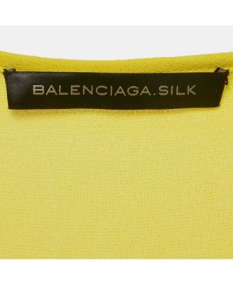 Women's Yellow Silk Puff Sleeve Pleated Mini Dress