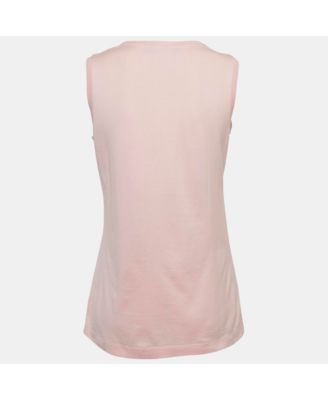 Women's Pink Floral Embroidered Jersey Tank Top