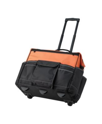 Rolling Tool Bag on Wheels, 110 lb Capacity, 27 Pockets Heavy-Duty Tool Organizer, Telescoping Handle, Stable Base