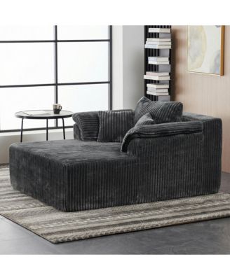 60 in. Oversized Chaise Lounge Chair, No Assembly Boneless Sofa Bed with Deep Seat – Corduroy Cloud Sofa for Living Room, Apartment