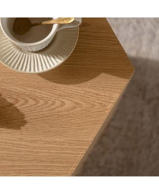Streamdale Hexagon Wood Grain Coffee Table - Modern End Table for Small Spaces (15.75"x13.58"x18.9
