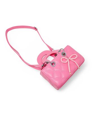 Girls Quilted Rectangle Bow Charm Handbag
