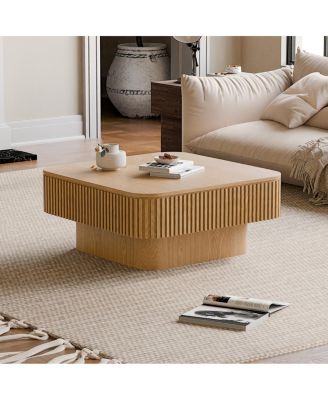 31.5" Solid Wood Veneered Modern Coffee Table with Storage