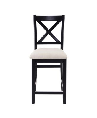 Streamdale Wooden Counter Height Dining Chairs Set of 4 with Padded Seat, Black & Beige