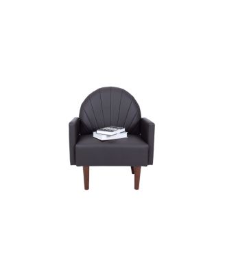 Streamdale Shell armchair with PU leather and wooden legs