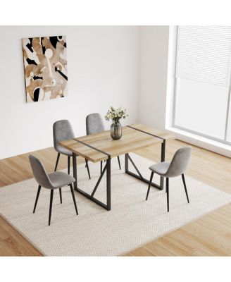 Streamdale 55" Modern Rustic Industrial Dining Table for 4-6, Engineered Wood & Metal Legs