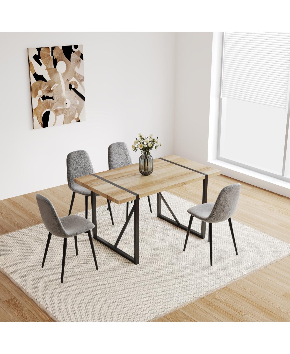 Streamdale Furniture Streamdale 55" Modern Rustic Industrial Dining Table for 4-6, Engineered Wood & Metal Legs
