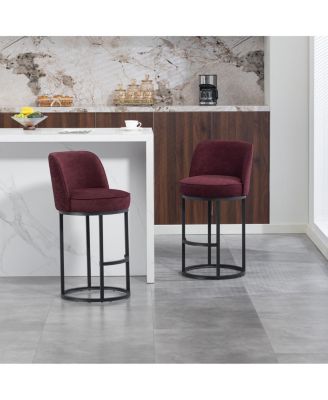 Streamdale Counter Height Bar Stools Set of 2, Modern Barrel Counter Stools with Backrest