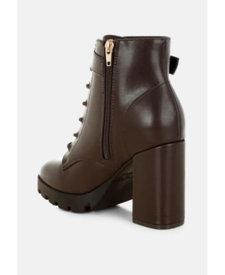 Womens Grahams Faux Leather Lace Up Boots