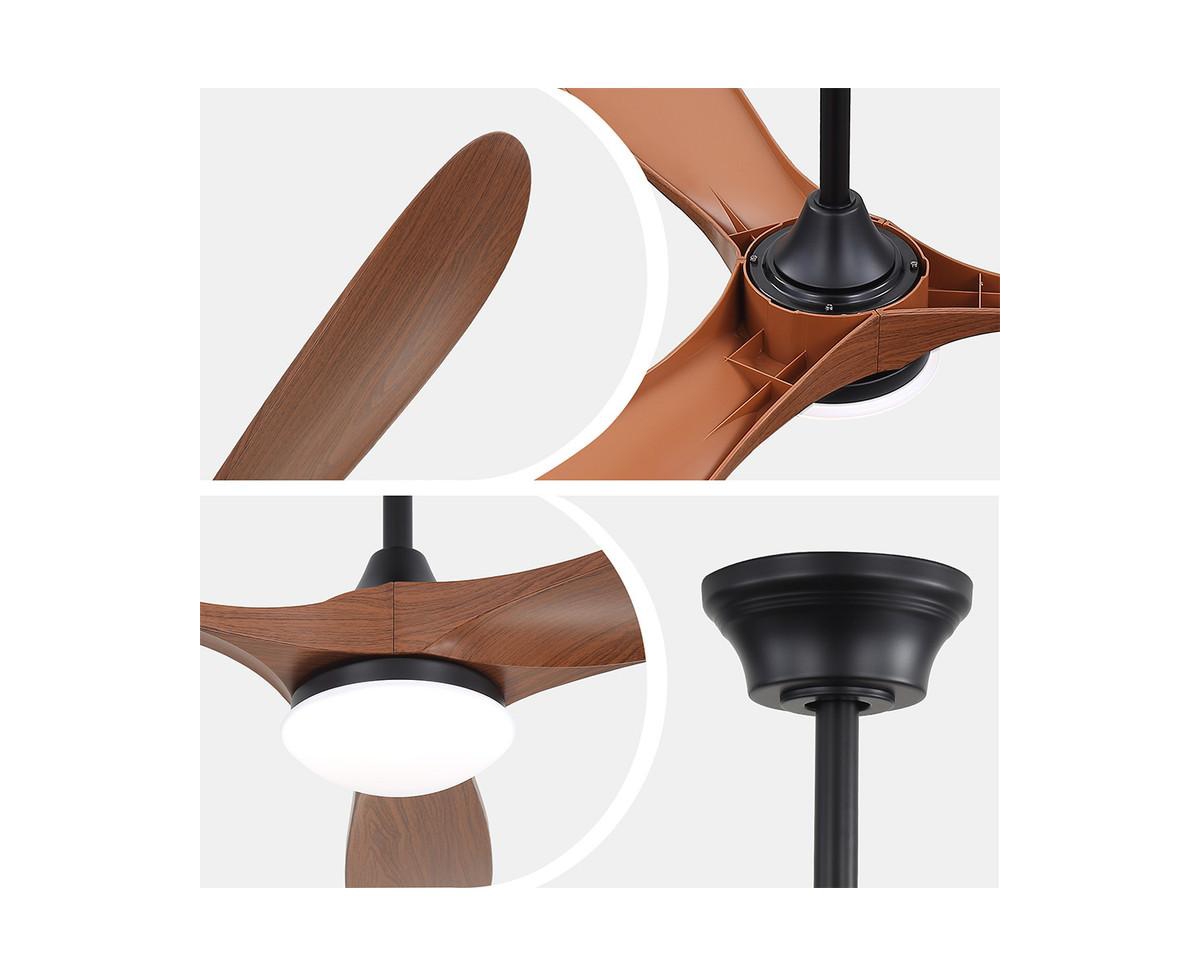 Sofucor 60-inch Modern Black 3-blade Ceiling Fan Light With Remote Control Supports Mobile Phone Connection And Voice Function