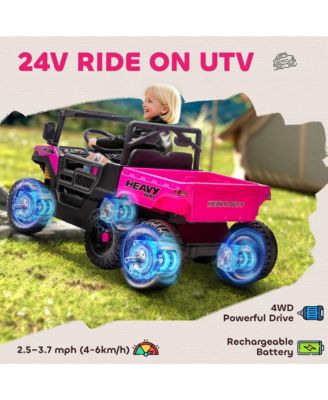 24V 4WD Kids Ride On Car with 6 Wheels and Dump Bed,