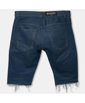 Men's Blue Denim Frayed Edged Shorts