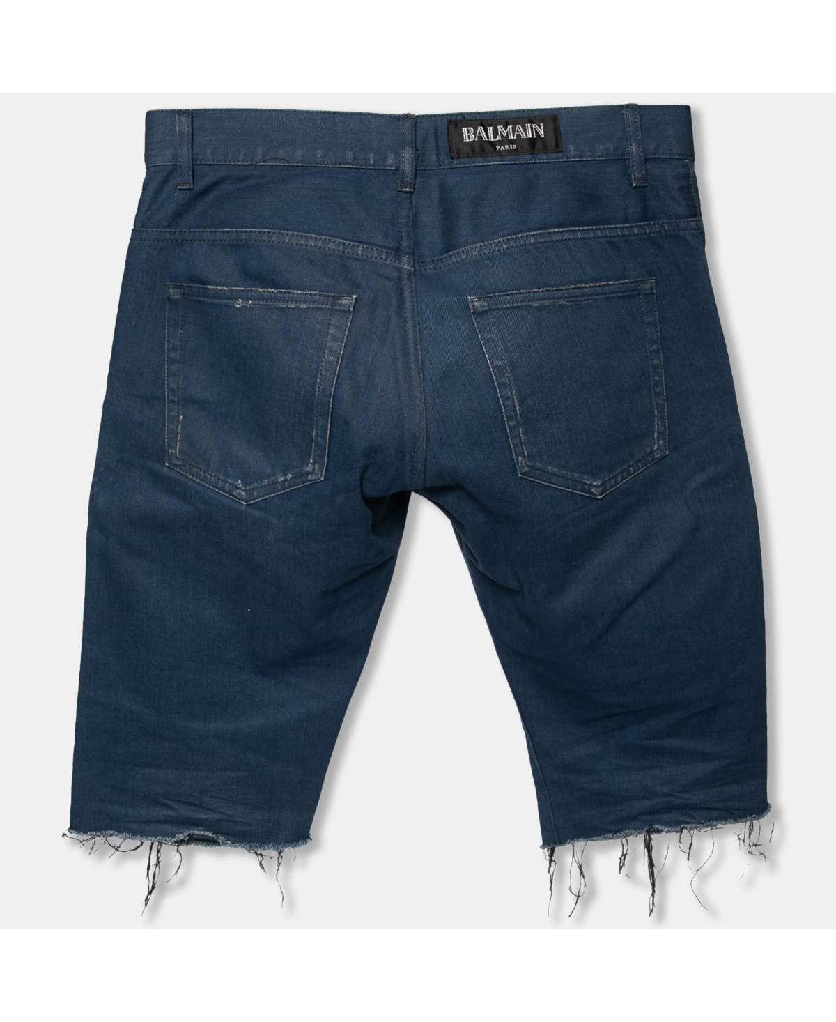 Pre-Owned Balmain Men's Blue Denim Frayed Edged Shorts