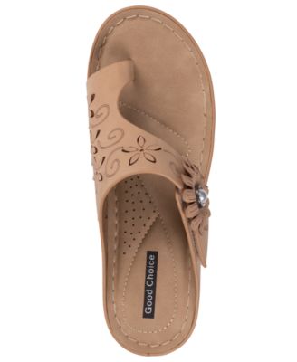 Women's Skylar Floral Rosette Round Toe Wedge Sandals