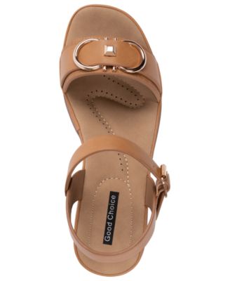 Women's Nava Hardware Round Toe Wedge Sandals