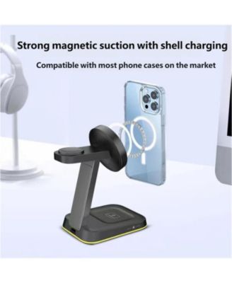 3-in-1 Magnetic Wireless Charger - Desktop Vertical MagSafe Phone Stand Fast Charging for Phone Earphones, Apple Watch