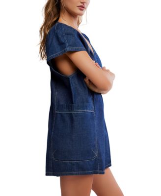 Women's Free Fall V-Neck Denim Romper