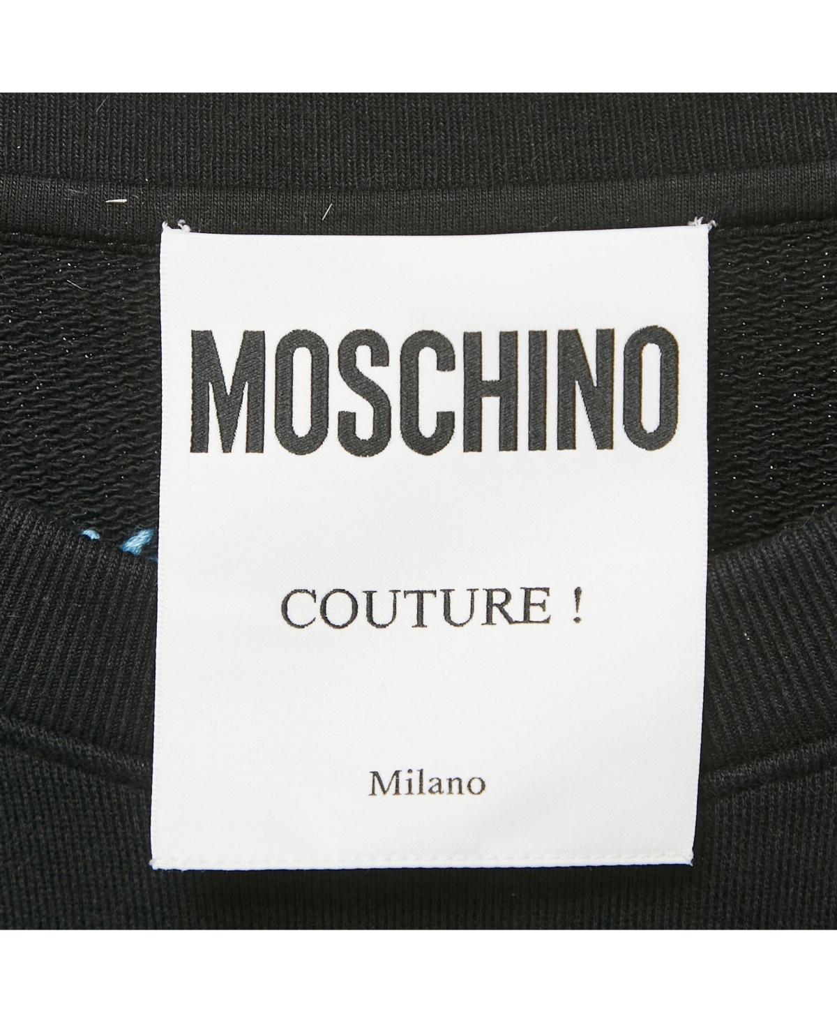 Pre-Owned Moschino Men's Couture Black Mirror Embroidered Cotton Crew Neck Sweatshirt