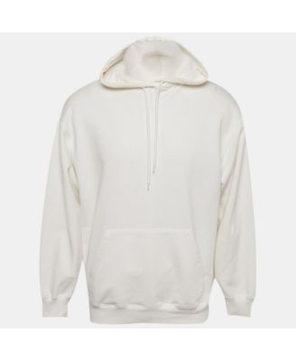 Men's White Logo Print Cotton Oversize Hoodie