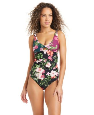 Women's Tropical Heat Twist Shirred Tankini Swim Top, Macy's Exclusive
