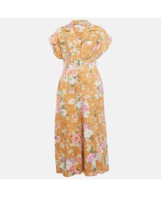 Women's Brown Floral Print Linen Jumpsuit