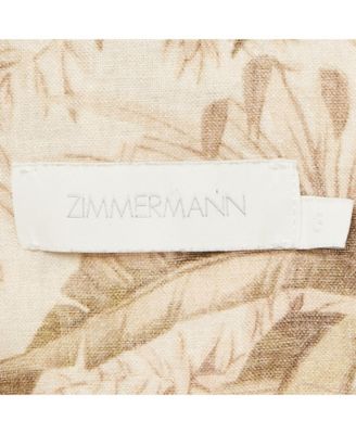 Women's Green Tropical Print Linen Playsuit